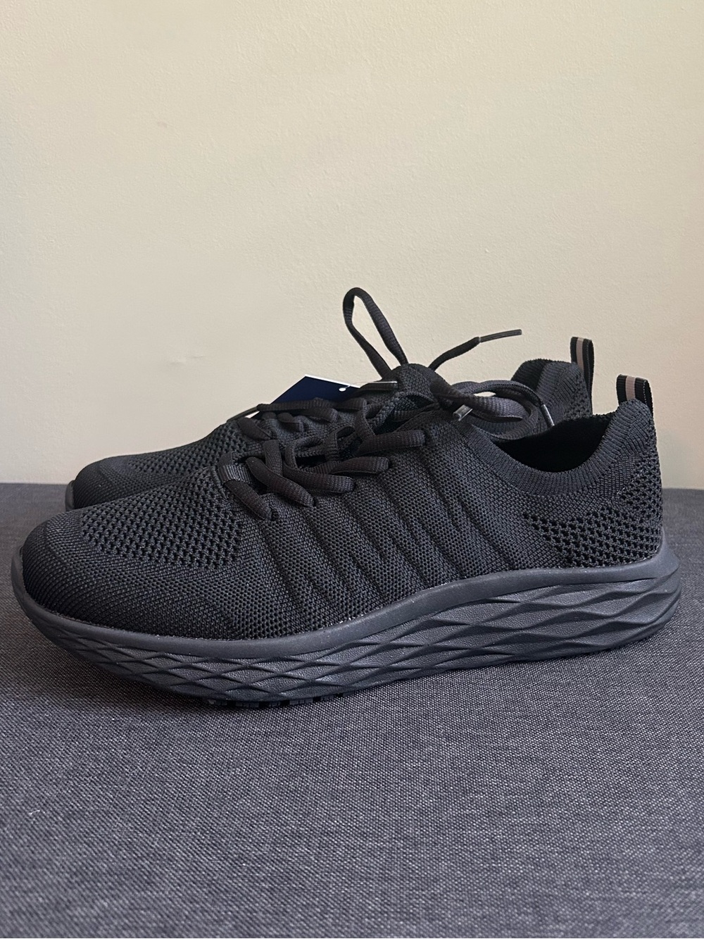 Shoes For Crews Men's Black Knit Slip-On Sneakers